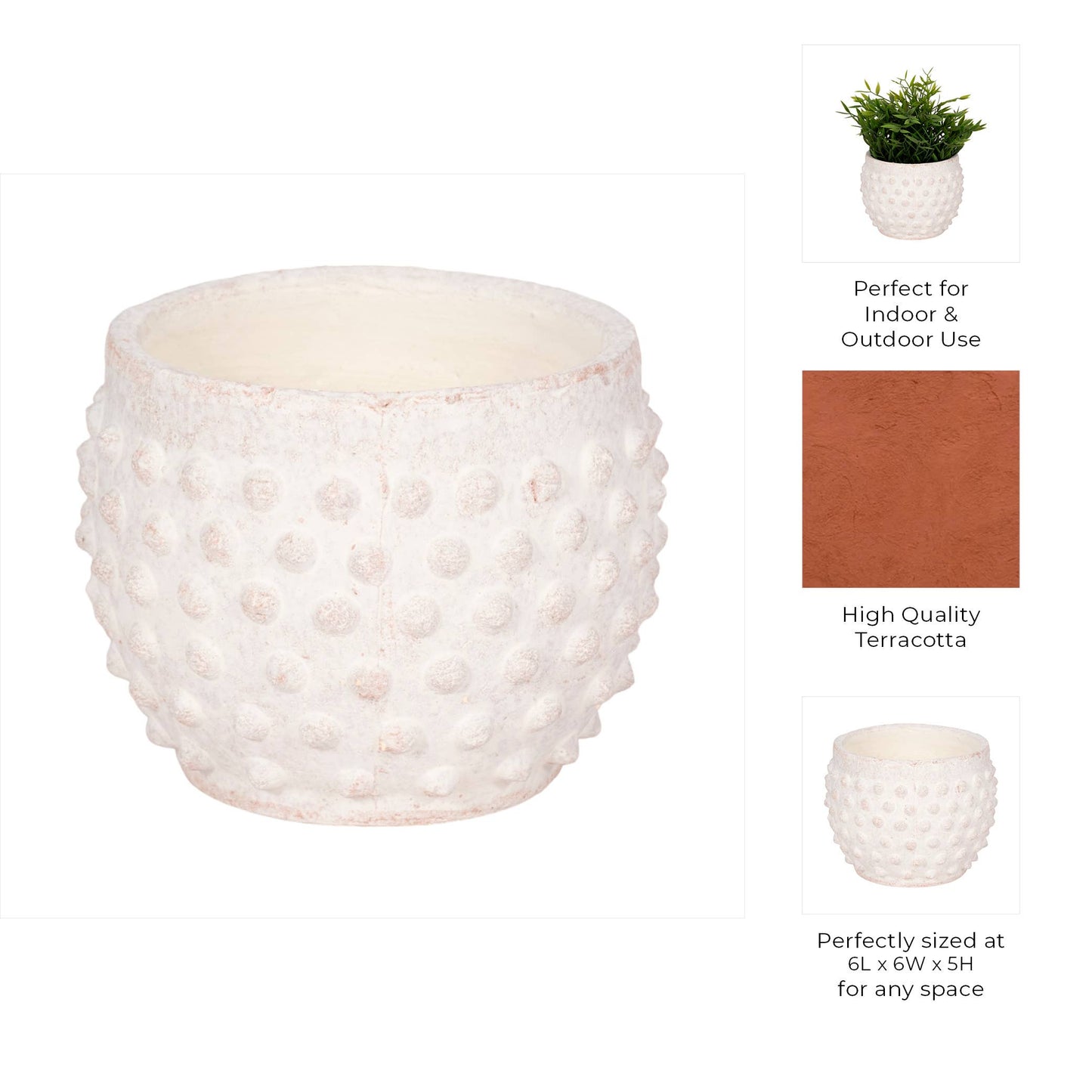white terracotta round bubble rough finish planter