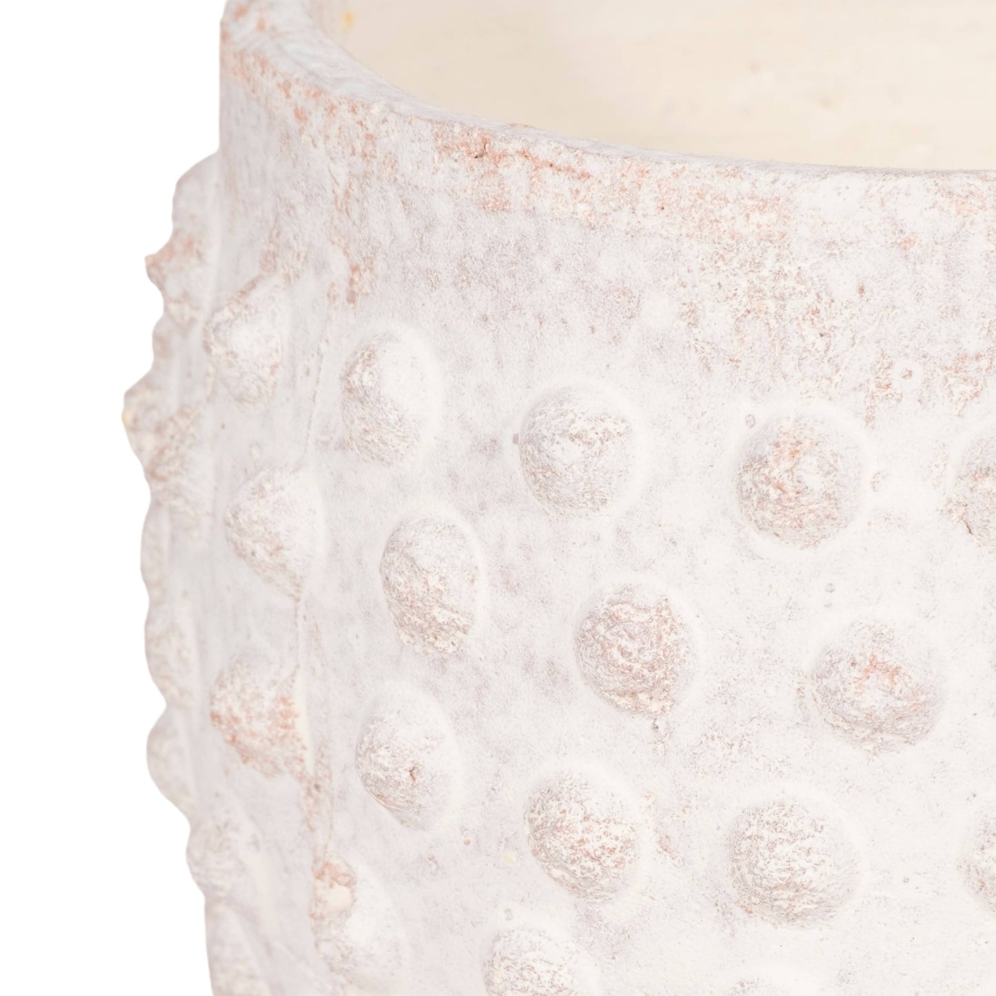 white terracotta round bubble rough finish planter