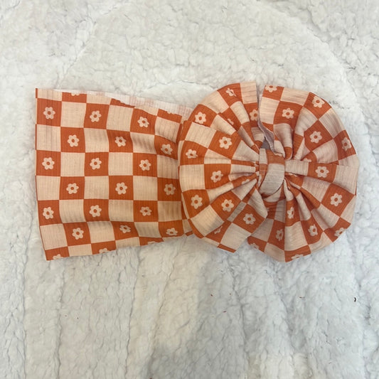 checkered floral bow