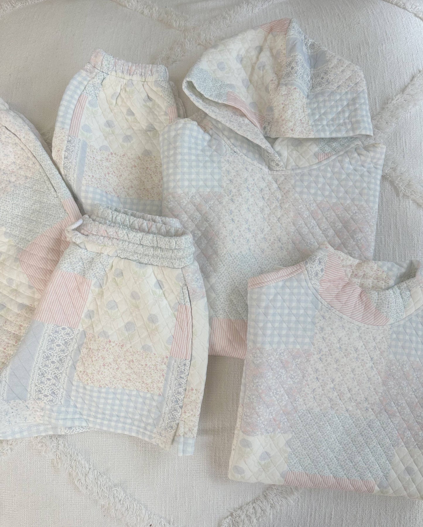 shades of blue quilted pastel shorts