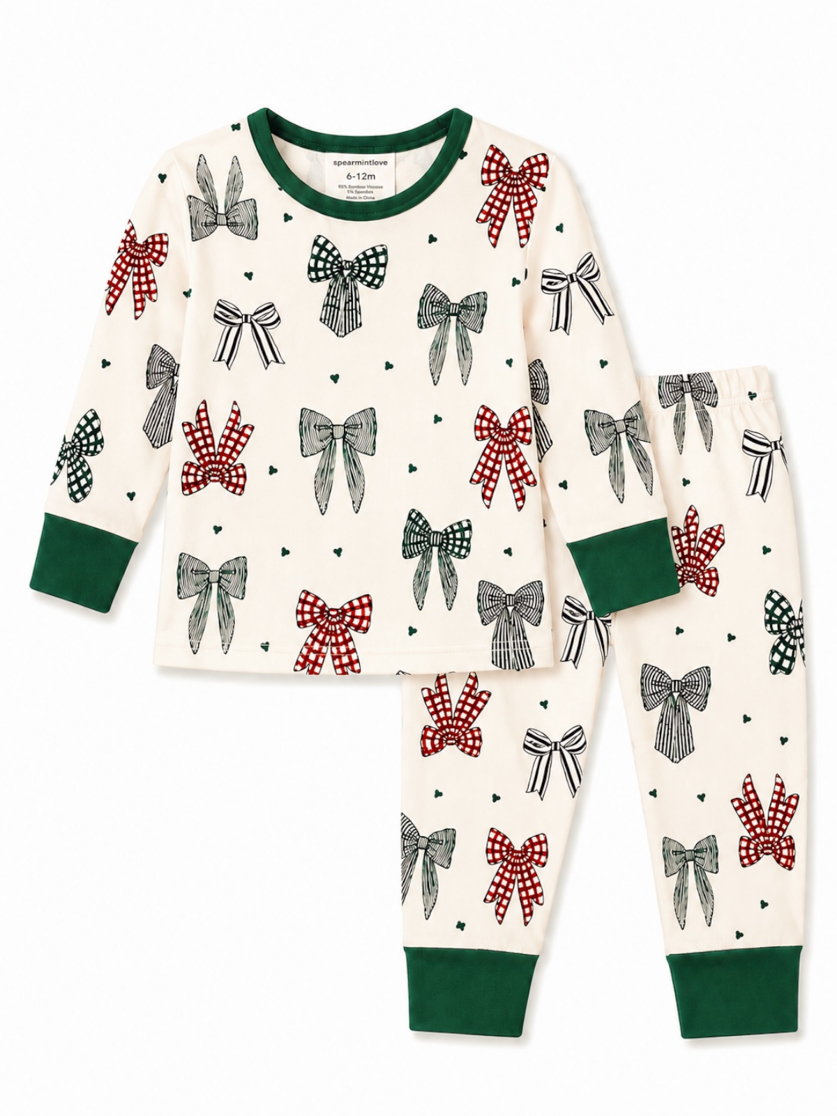 long sleeve 2-piece set, country christmas bows