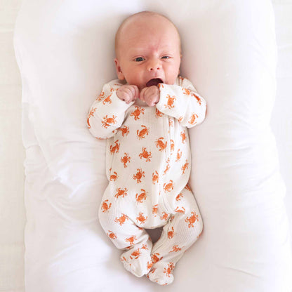 cutie crabs bamboo waffle zipper footie