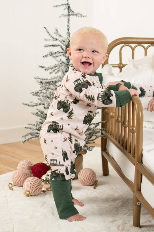 vintage green tractor christmas baby zippy