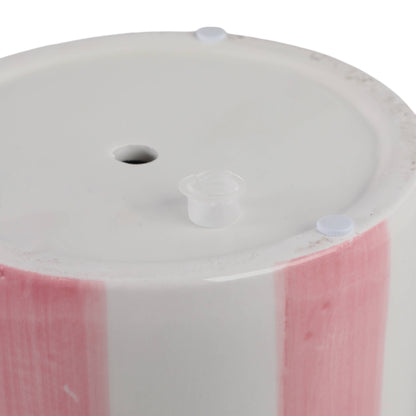 pink ceramic striped scallop planter
