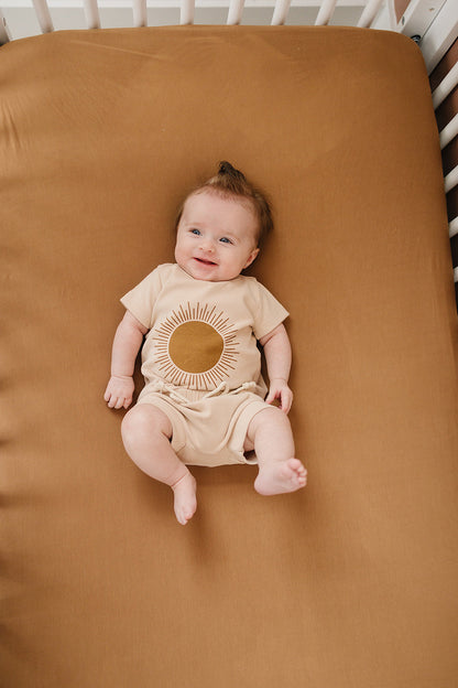 Mustard Bamboo Stretch Crib Sheet - Ivory Soul