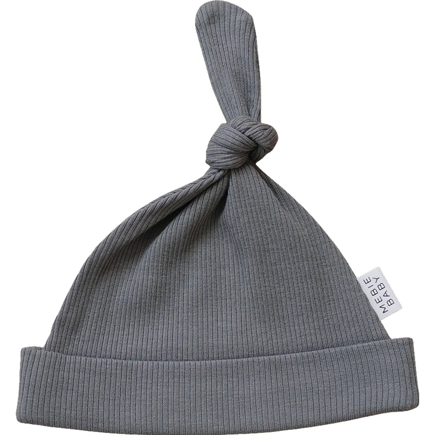 Grey Organic Ribbed Newborn Knot Hat - Ivory Soul