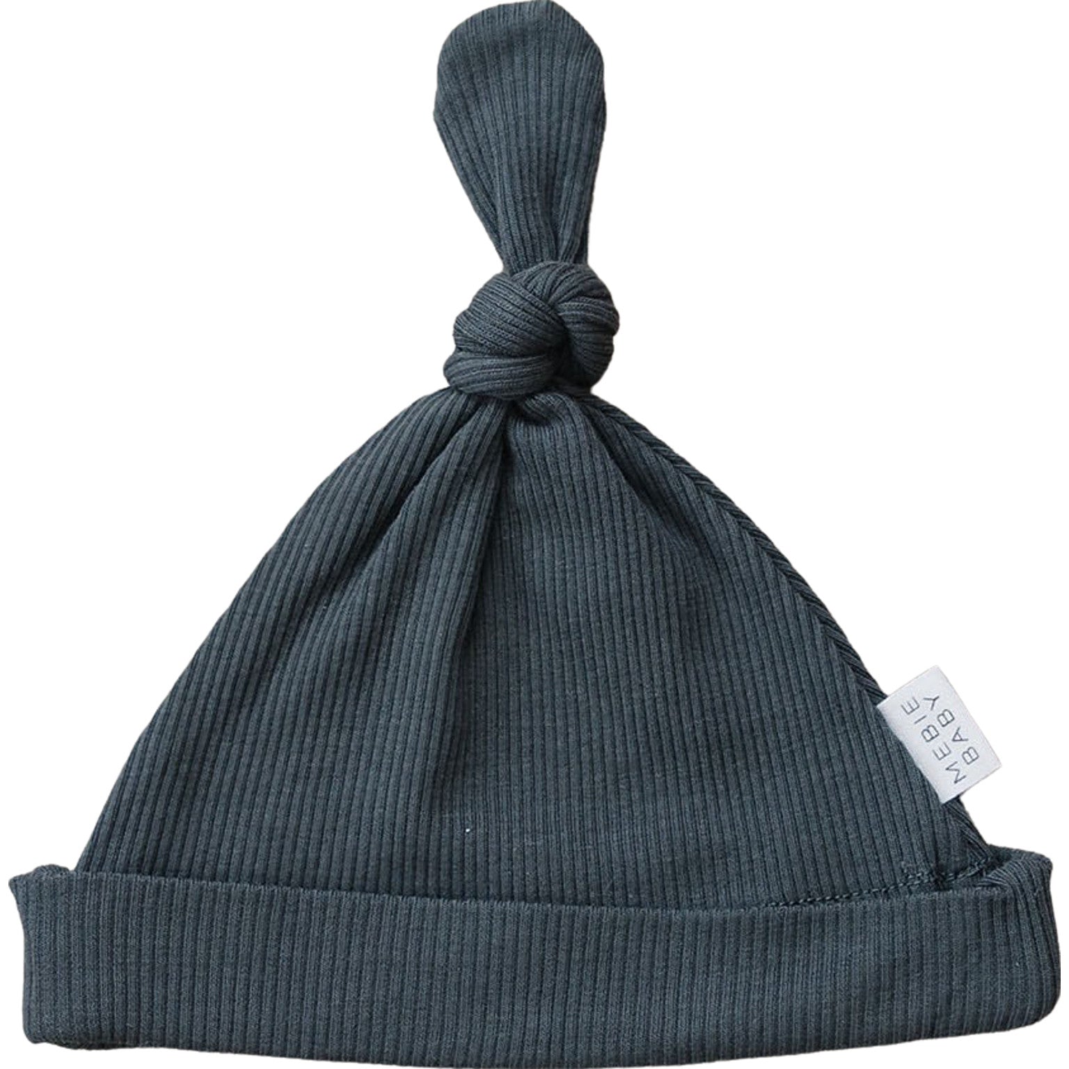 Charcoal Organic Ribbed Newborn Knot Hat - Ivory Soul