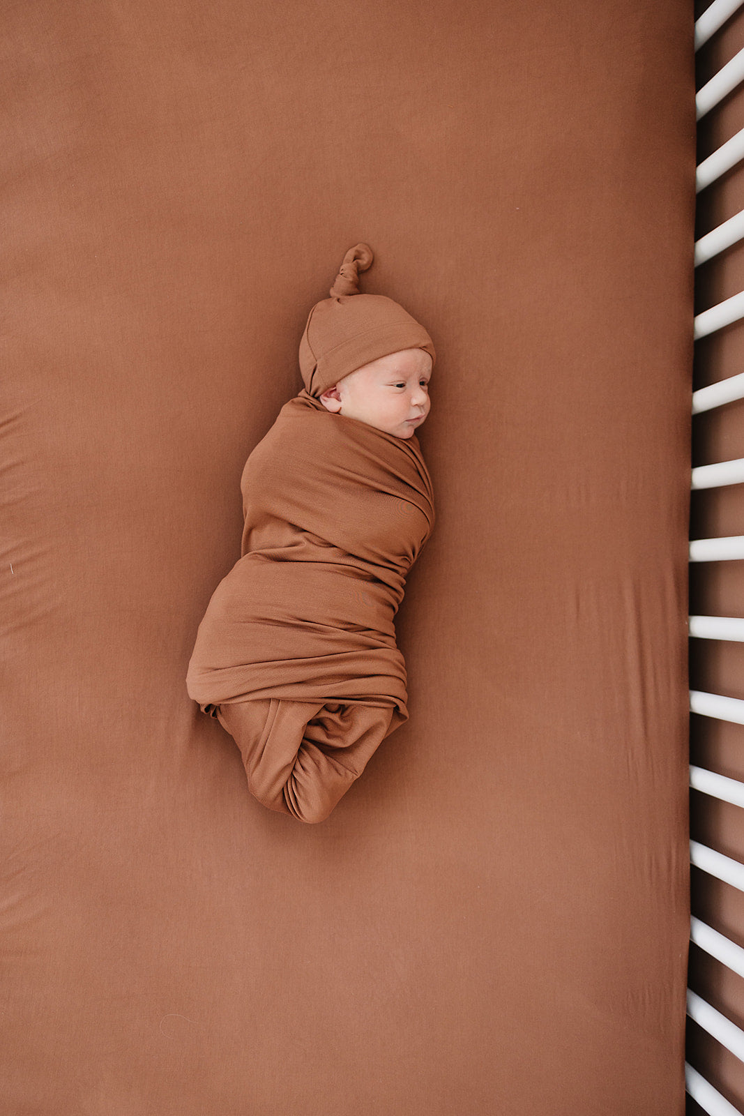 Rust Bamboo Stretch Crib Sheet - Ivory Soul