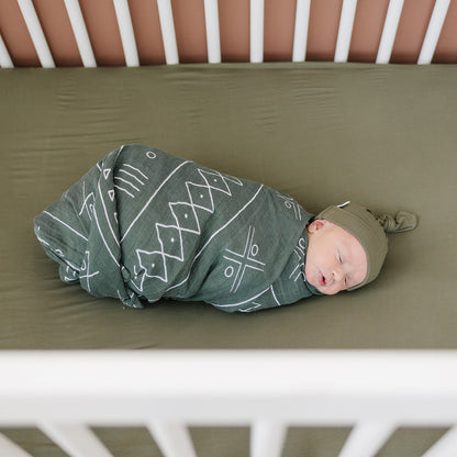 Olive Bamboo Stretch Crib Sheet