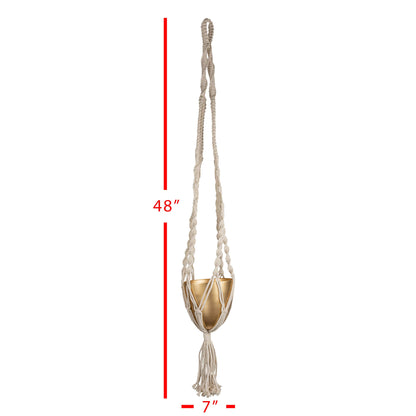 claudia boho macrame hanging planter cotton + metal