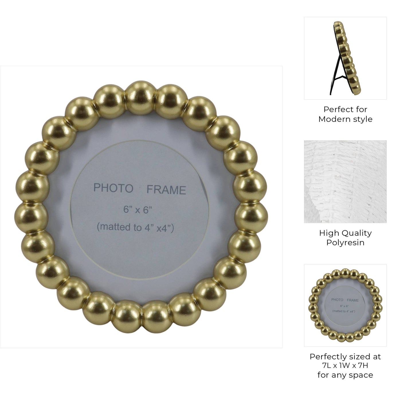 gold glass matted beaded photo frame
