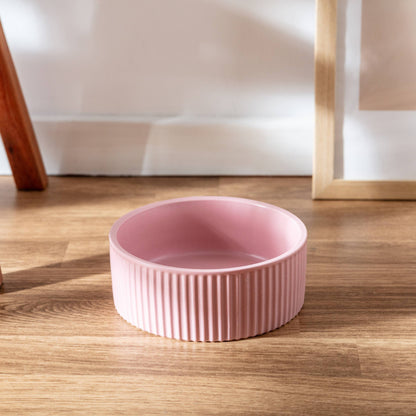 jardin ribbed pet bowl collection – modern matte exterior