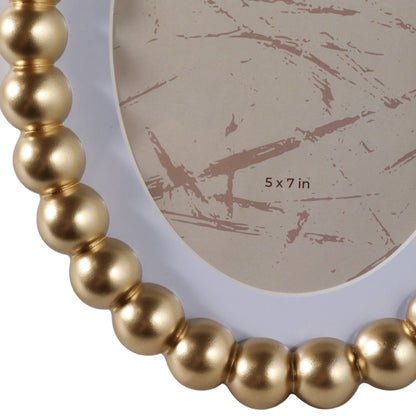 gold glass matted round beaded photo frame