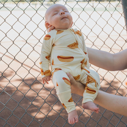 bamboo zip pajamas | hot dogs