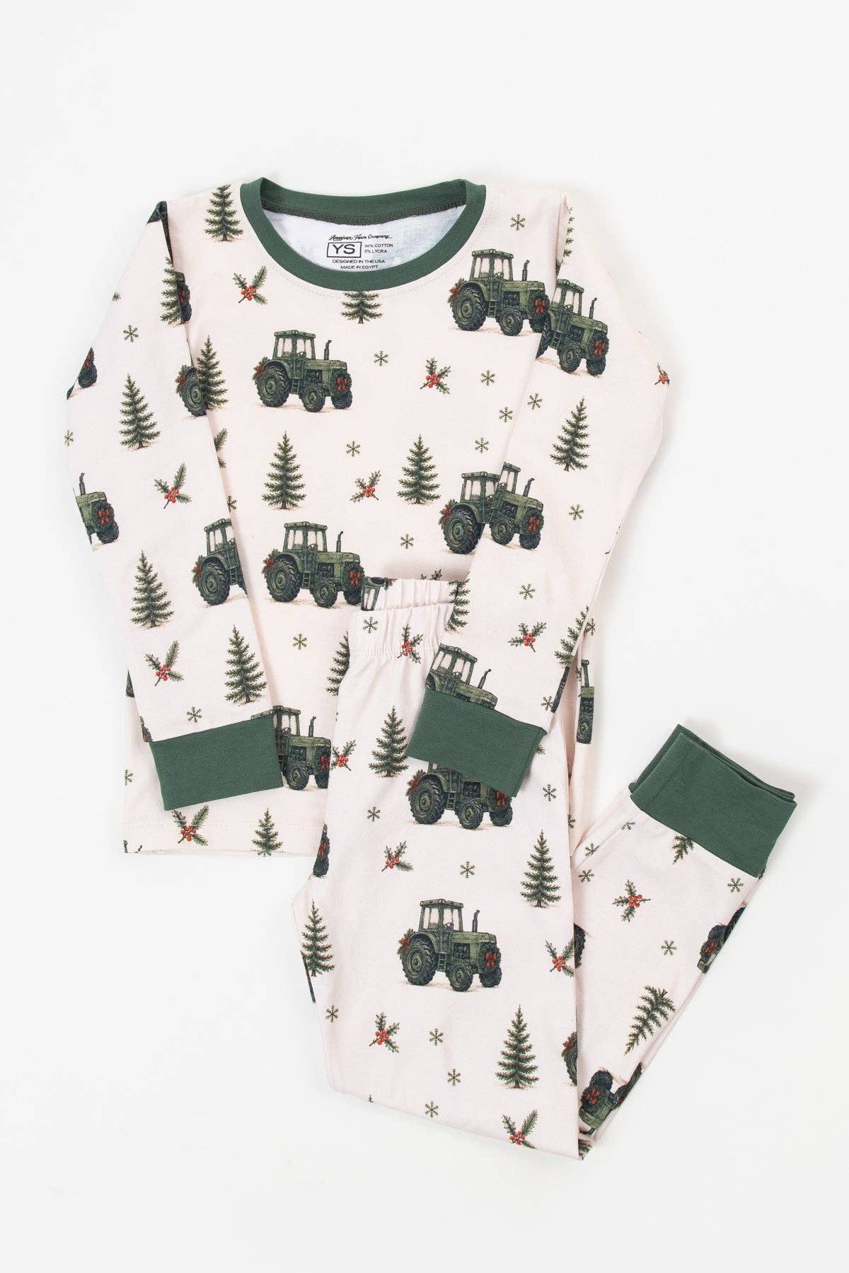 vintage green tractor christmas pajama pant set