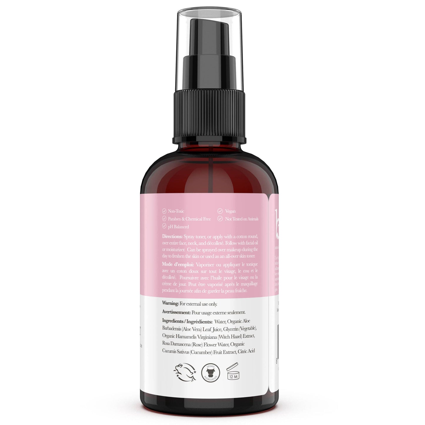 facial toner with witch hazel + rose water