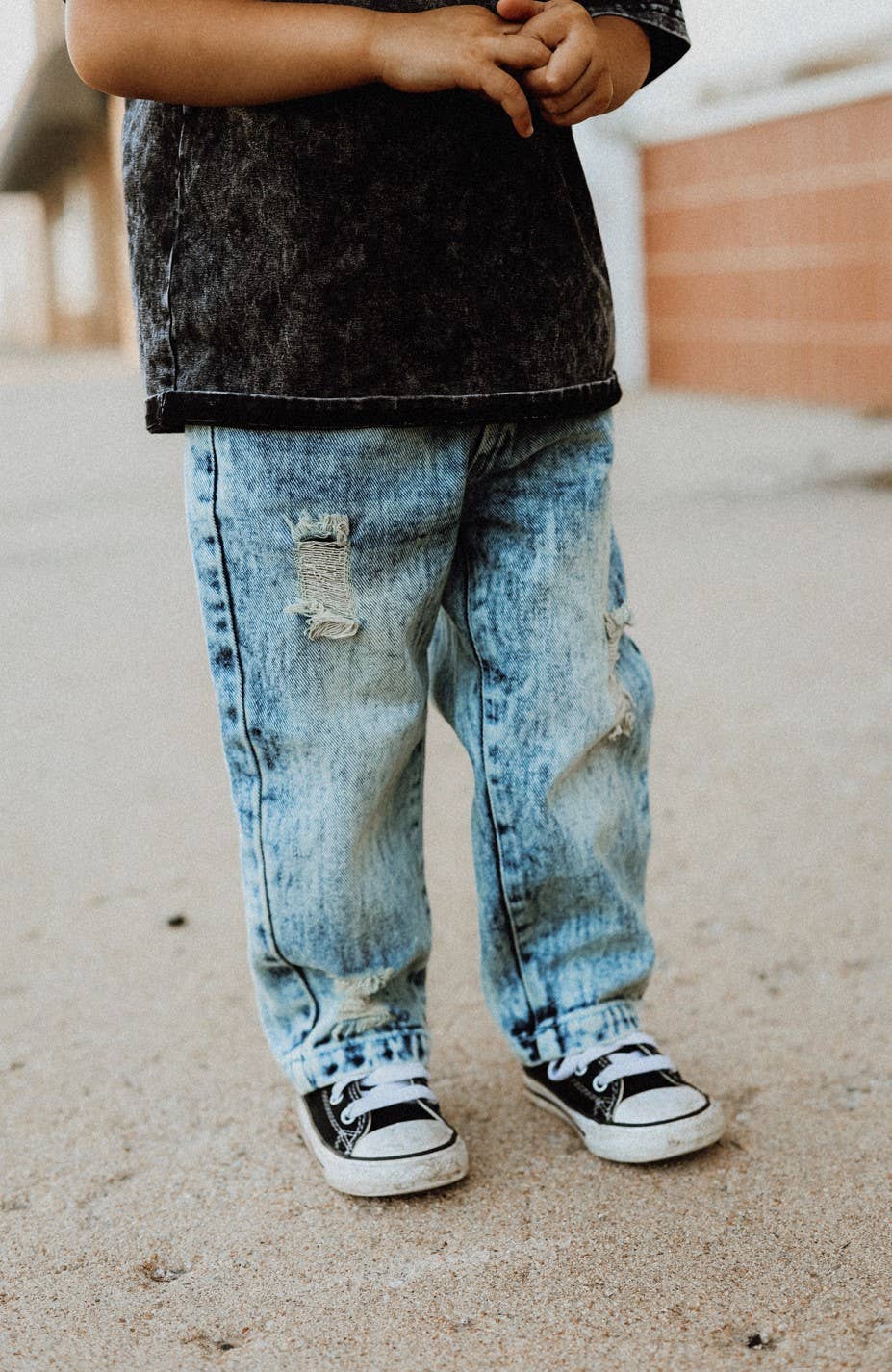 relaxed straight light acid wash denim
