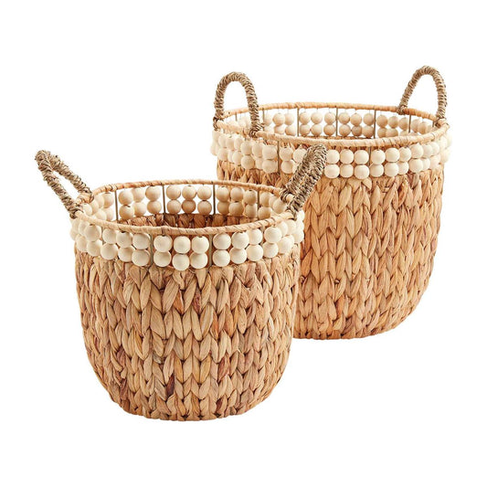 white double bead basket set