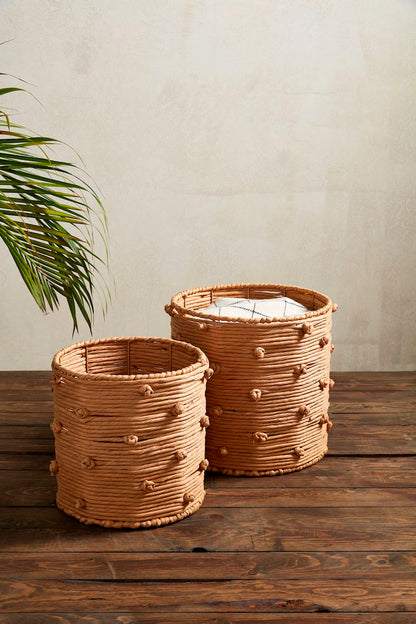 small natural knot rope basket