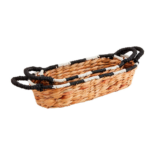 large black + white edge bread basket
