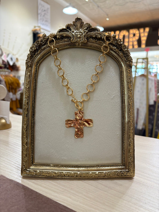 chunky hammered cross necklace