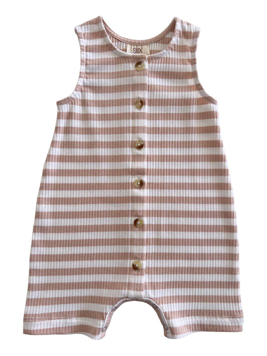 organic ribbed bay shortie • tan stripe