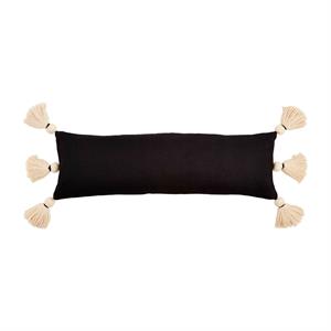 lumbar black tassel pillow