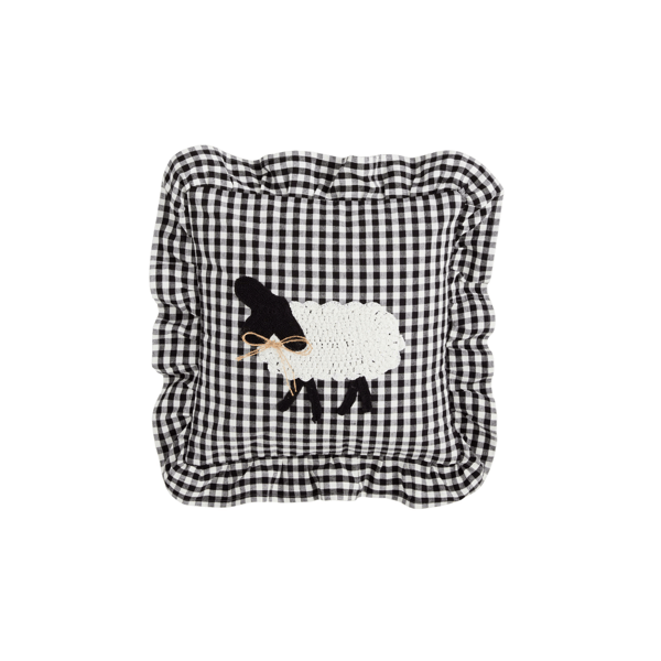 gingham crochet sheep pillow