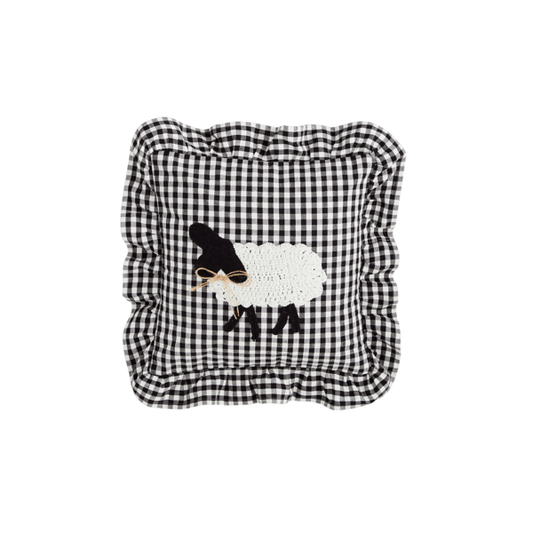gingham crochet sheep pillow