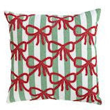 square christmas bow beaded pillow