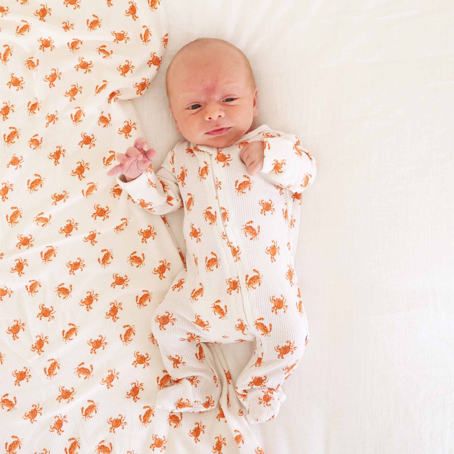 cutie crabs bamboo waffle zipper footie