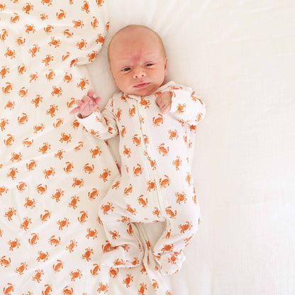 cutie crabs bamboo waffle zipper footie