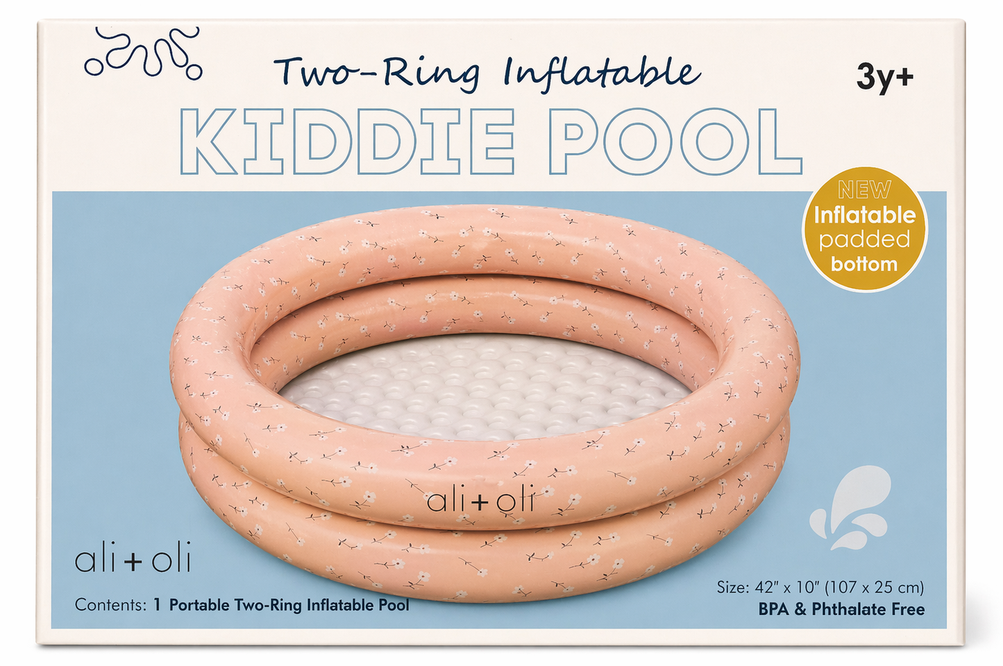 two-ring inflatable kiddie pool - peony
