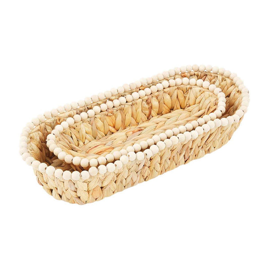 hyacinth beaded bread basket set