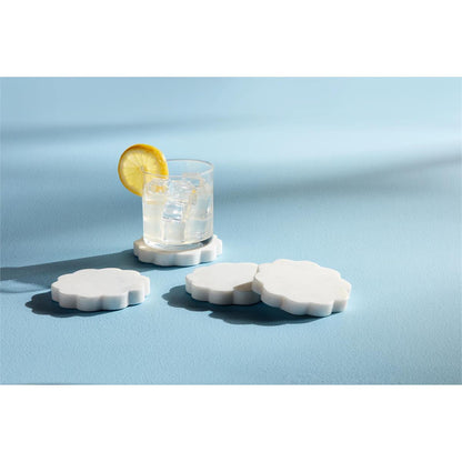 scallop marble coaster set