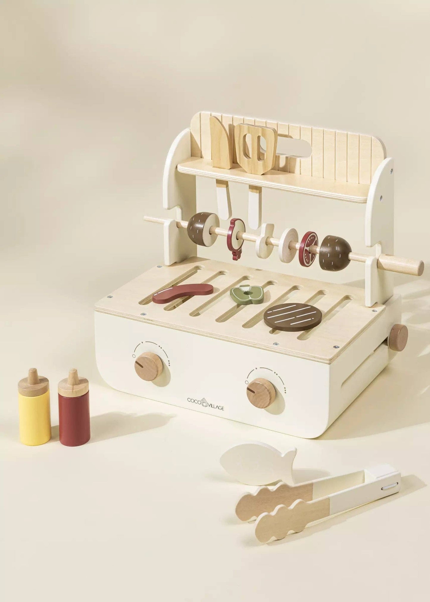 wooden barbecue playset and accessories