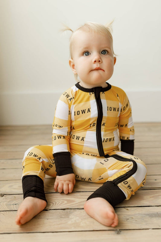 zip romper | iowa grid