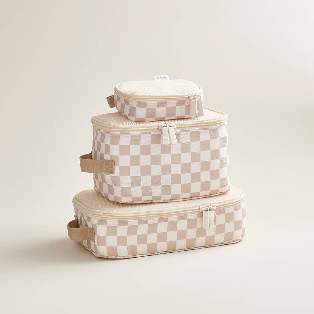 taupe checkerboard pack like a boss™ packing cubes