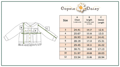 kids light wash faded denim fringe winter button jacket