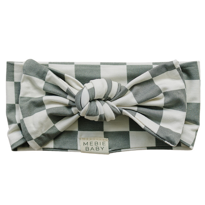 Light Green Checkered Bamboo Head Wrap - Ivory Soul