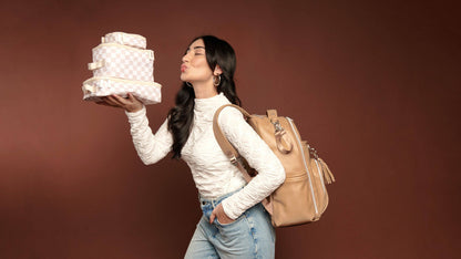 taupe checkerboard pack like a boss™ packing cubes