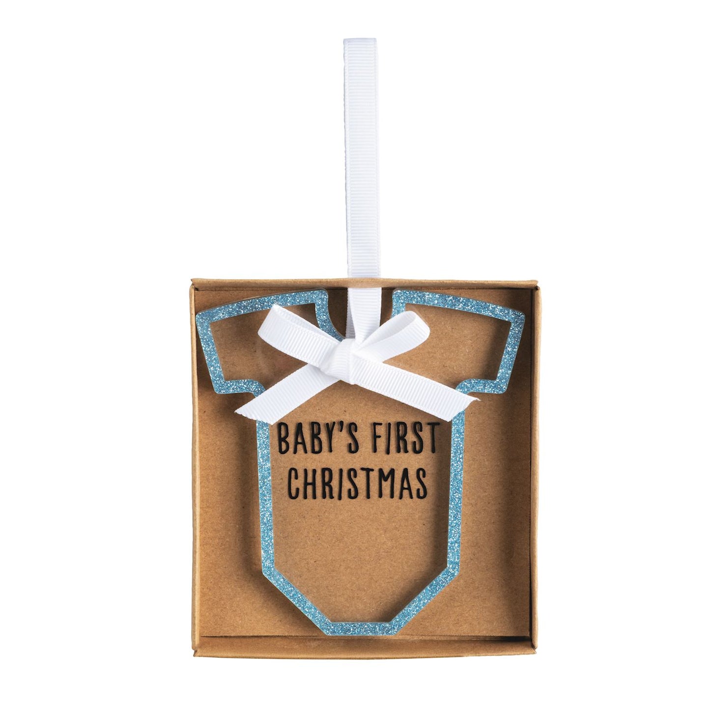 baby's first christmas, blue onesie