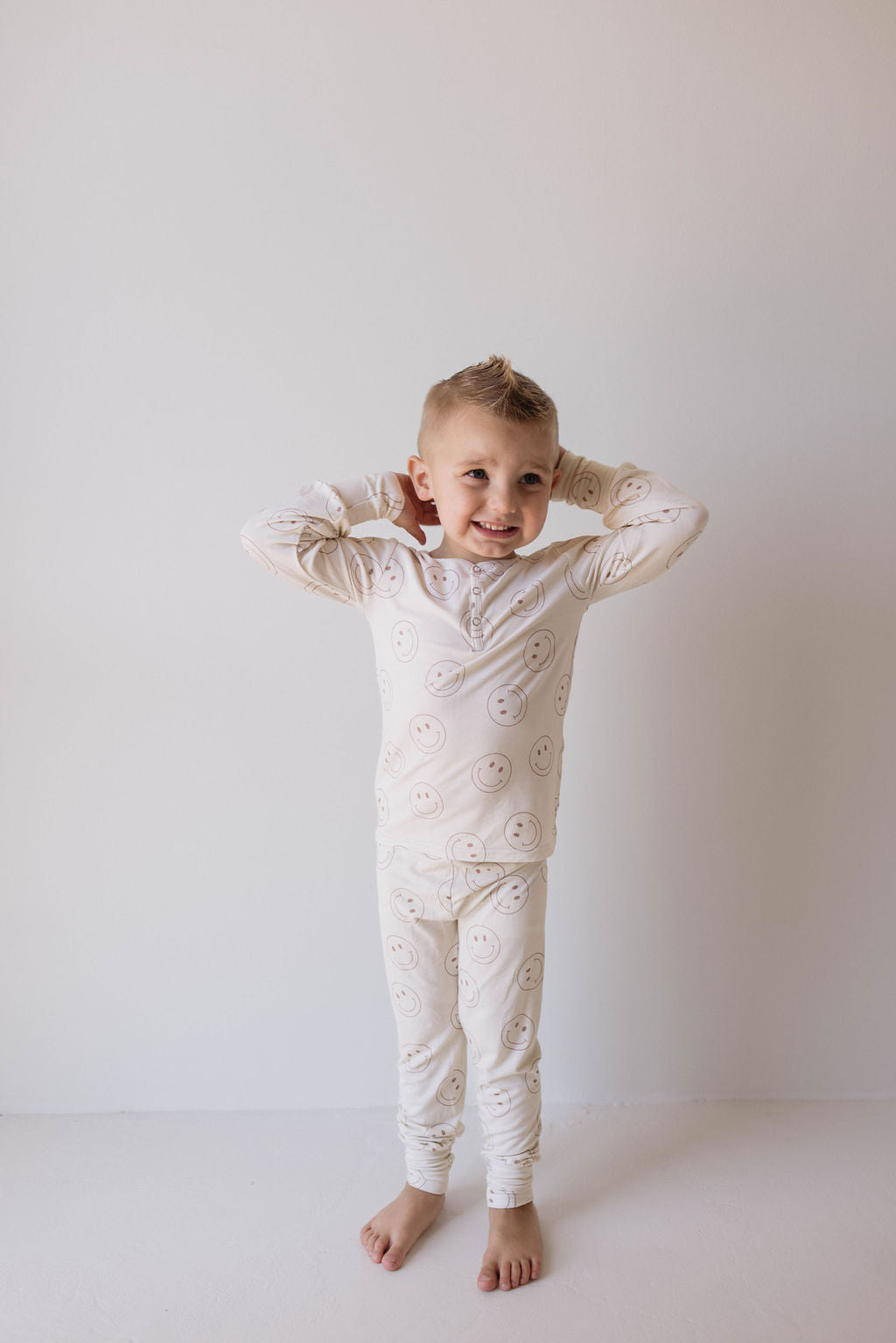 Bamboo Two Piece Pajamas | Just Smile - Ivory Soul