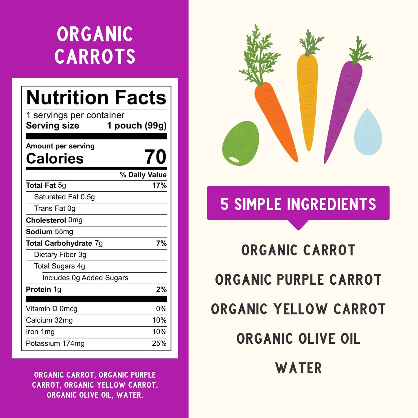 organic carrot baby food pouch