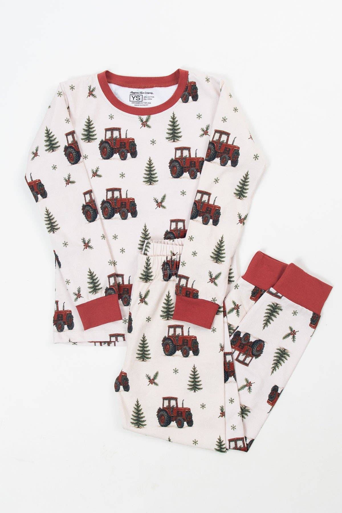 vintage red tractor christmas pajama pant set