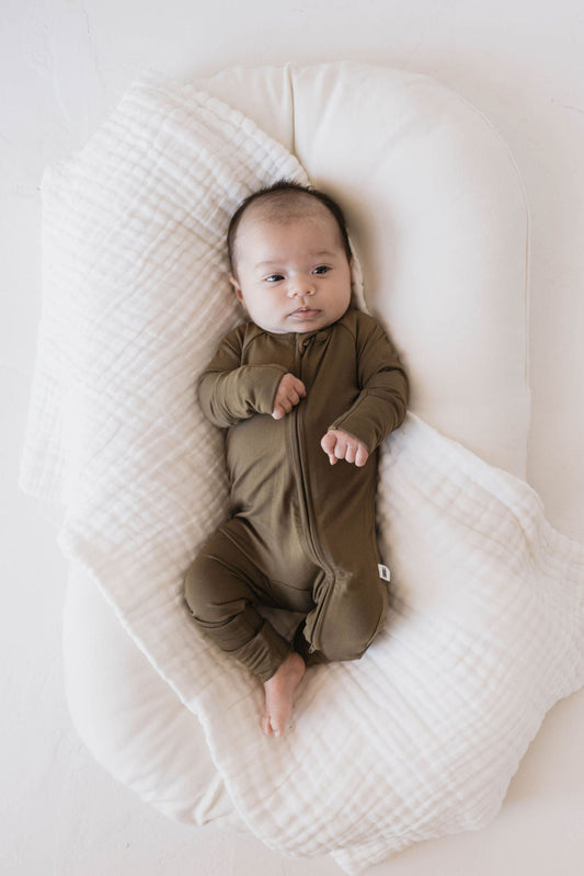 Bamboo Zip Pajamas | Olive Green | ff club - Ivory Soul