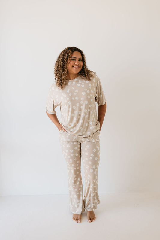 Short Sleeve Women's Bamboo Bamboo Pajamas | Lazy Daisy - Ivory Soul