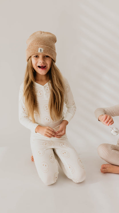 Bamboo Two Piece Pajamas | Just Smile - Ivory Soul