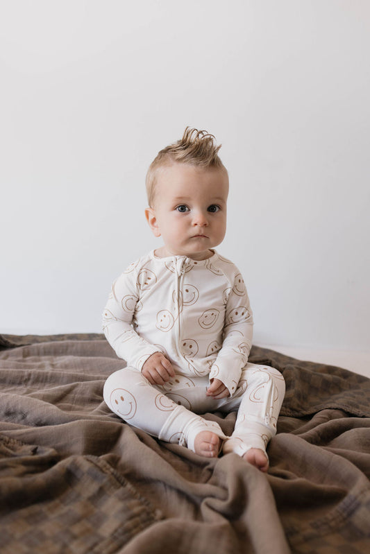 Bamboo Zip Pajamas | Just Smile - Ivory Soul