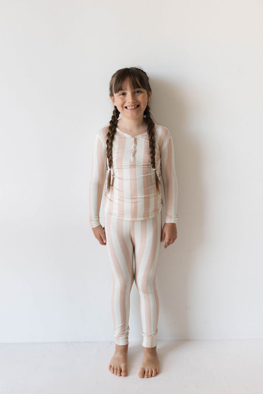 Bamboo Two Piece Pajamas | Candy Stripe - Ivory Soul